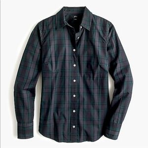 J. Crew Slim Stretch Shirt in Tartan Midnight Emerald-Sz 14 (L) - Style #K3729